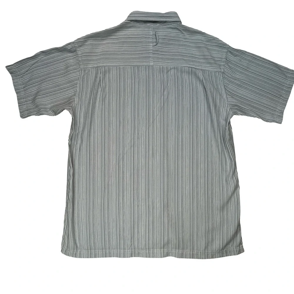 The North Face Mens Button Up Shirt Blue Striped Hiking Outdoor AXT6 XL
